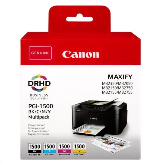 Canon CARTRIDGE PGI-1500 BK/C/M/Y MULTI-PACK pro MAXIFY MB2050, MB215x, MB2350, MB275x (300 str.)