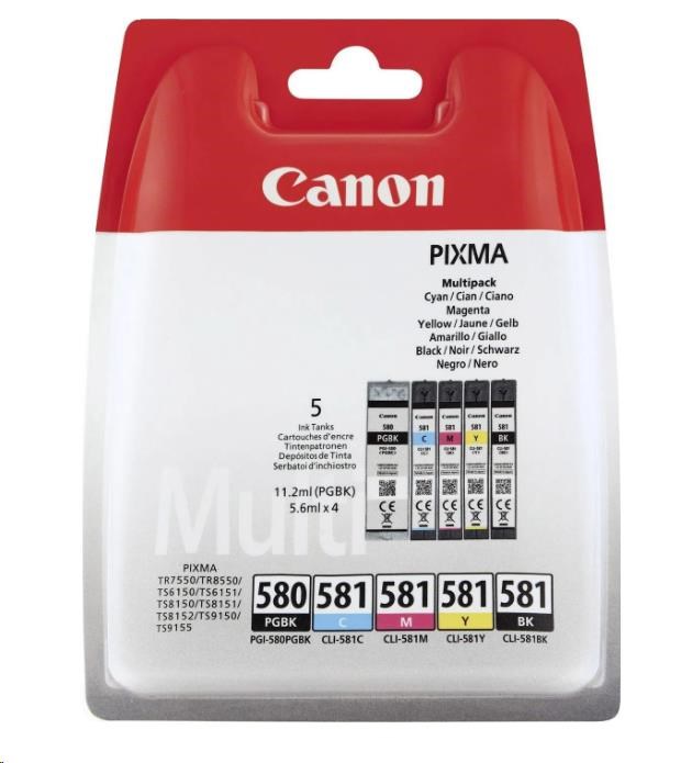 Canon CARTRIDGE PGI-580/CLI-581 BK/CMYK MultiPack pro PIXMA TS615x, TS625x, TS635x, TS815x, TS825x (200 str.)