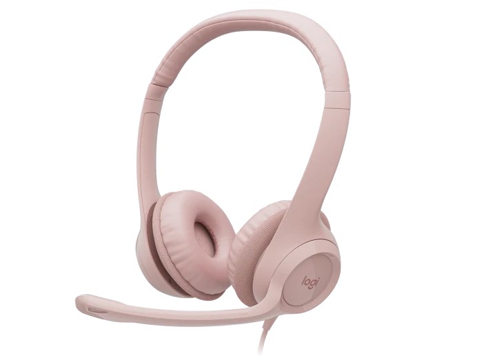 Logitech Headset H390, drátový, USB, růžová