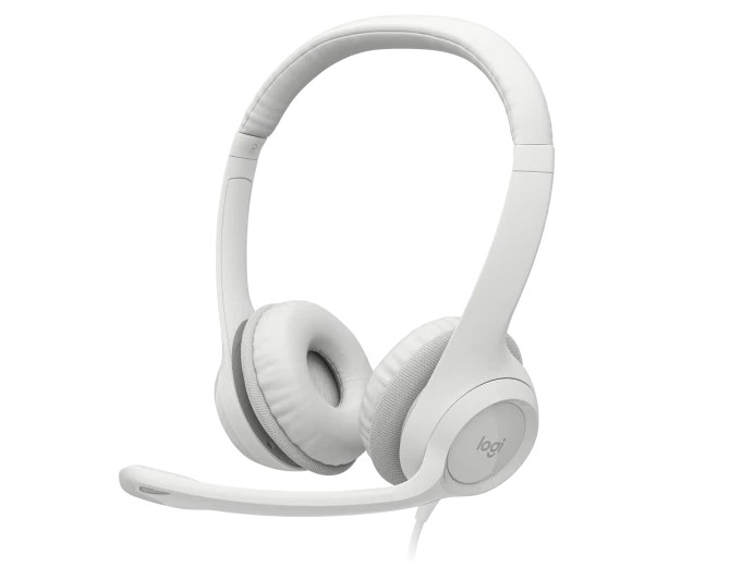Logitech Headset H390, drátový, USB, bílá