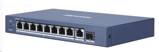 HIKVISION DS-3E0510P-E (8+2), switch 8xGb PoE + 1x Gb uplink RJ-45 + 1x Gb uplink SFP, 110W