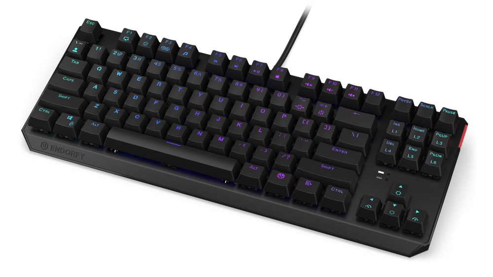 ENDORFY Klávesnice Thock TKL CZ Brown, Mechanická, USB, ARGB, černá