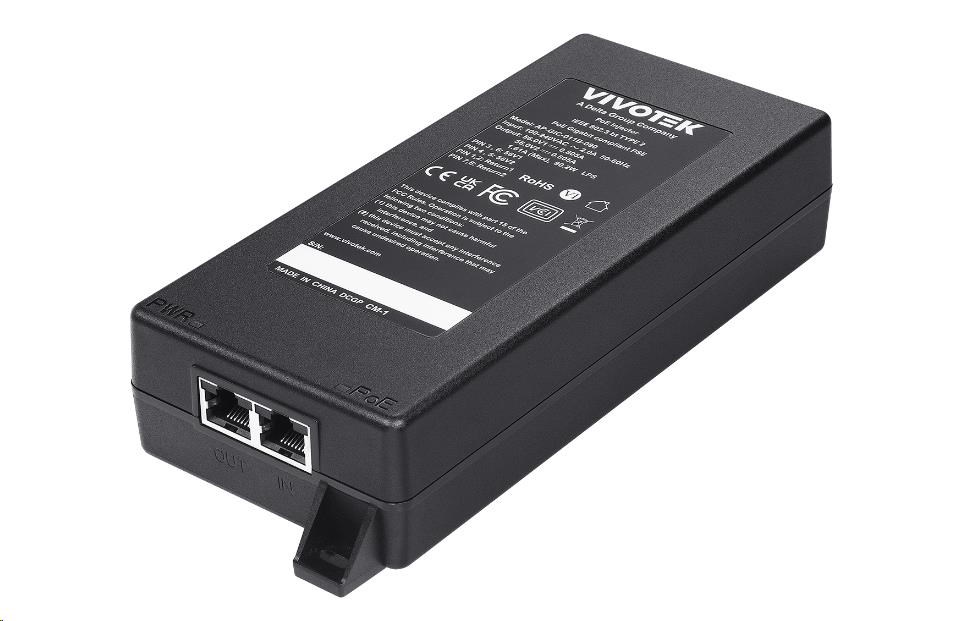 Vivotek vnitřní gigabit injektor PoE napájení (802.3af/at/bt), 90W, ochrana proti přepětí, MTBF 200k hodin