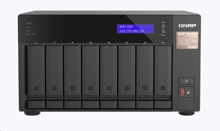 QNAP QVP-85B (6C/i5/32GBRAM/8xSATA/2xM.2/3xUSB3.2/1xHDMI/2x2,5GbE/2xPCle)