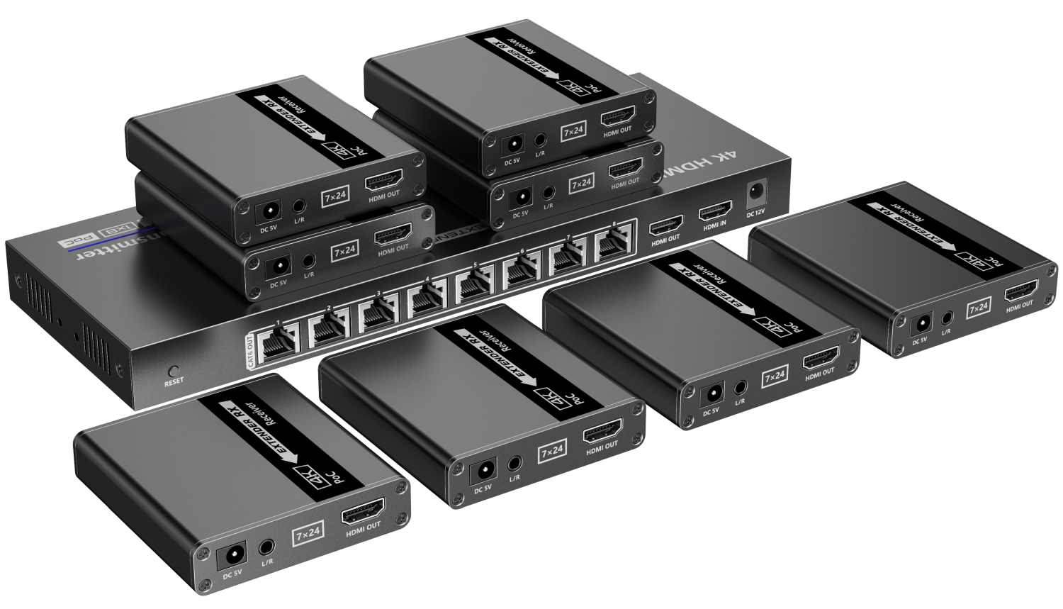 PREMIUMCORD HDMI 1-8 splitter+extender po CAT6/6a/7, UHD 4K@30Hz až na 70m