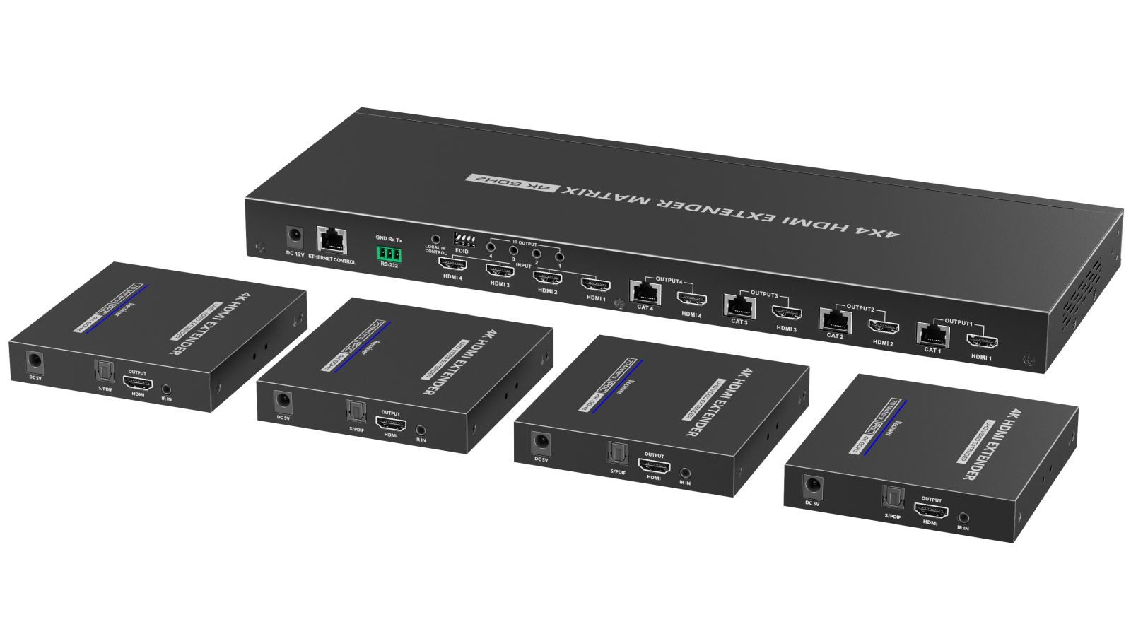 PREMIUMCORD HDMI2.0 Matrix Extender Switch 4:4 , rozlišení 4K@60Hz, HDR YUV4:4:4