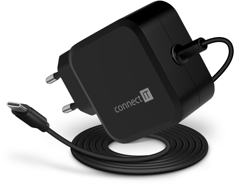 CONNECT IT C-Power Mini univerzální notebookový adaptér USB-C, PD 67 W, černá