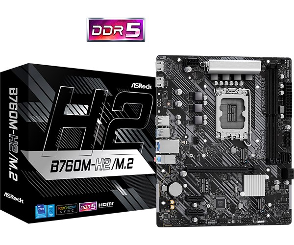 ASRock MB Sc LGA1700 B760M-H2/M.2, Intel B760, 2xDDR5, 2xHDMI, mATX