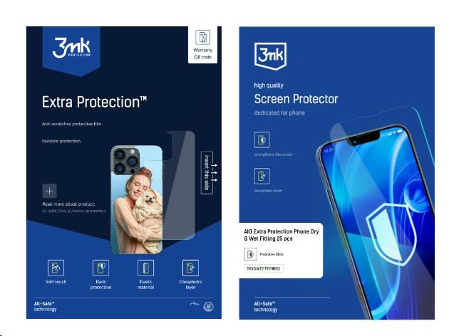 3mk All-Safe - AIO fólie Extra Protection Phone Dry & Wet Fitting, 25 ks