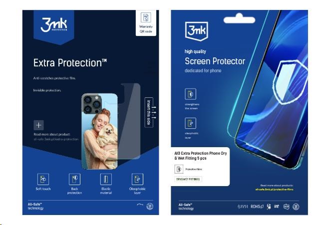 3mk All-Safe - AIO fólie Extra Protection Phone Dry & Wet Fitting, 5 ks
