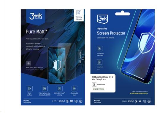 3mk All-Safe - AIO fólie Pure Matt Pro Dry & Wet Fitting Phone, 5 ks