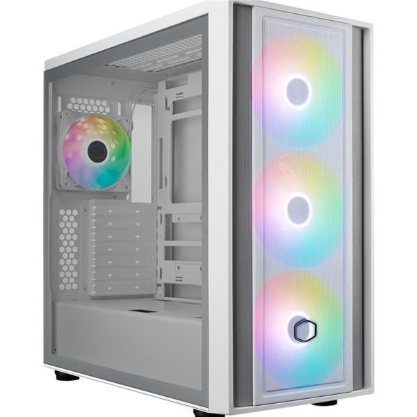 Cooler Master case MasterBox 600, ATX, Průhledná bočnice, 3x 140mm ARGB Fan, 1x 120mm ARGB Fan, ARGB Hub, Bílá