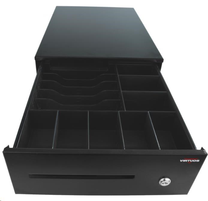 Virtuos pokladní zásuvka SK-325C - s kabelem, pořadač 6/8, 9-24V, černá