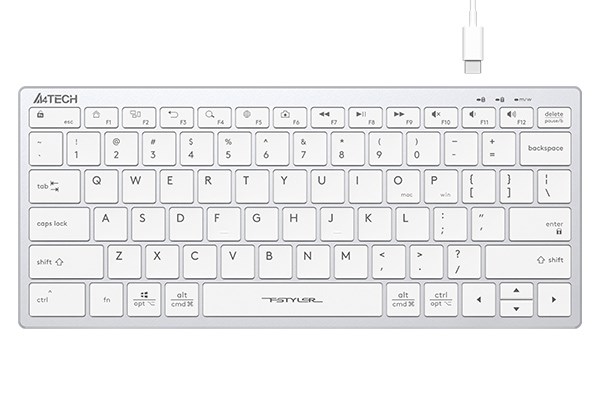 A4tech Klávesnice FX51, kancelářská klávesnice, membránová, bezdrátová, CZ/SK, Bílá