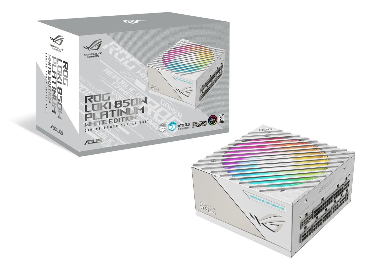 BAZAR - ASUS zdroj ROG Loki SFX-L 850W White Edition, 80+ Platinum, ARGB (Bez příslušenství)