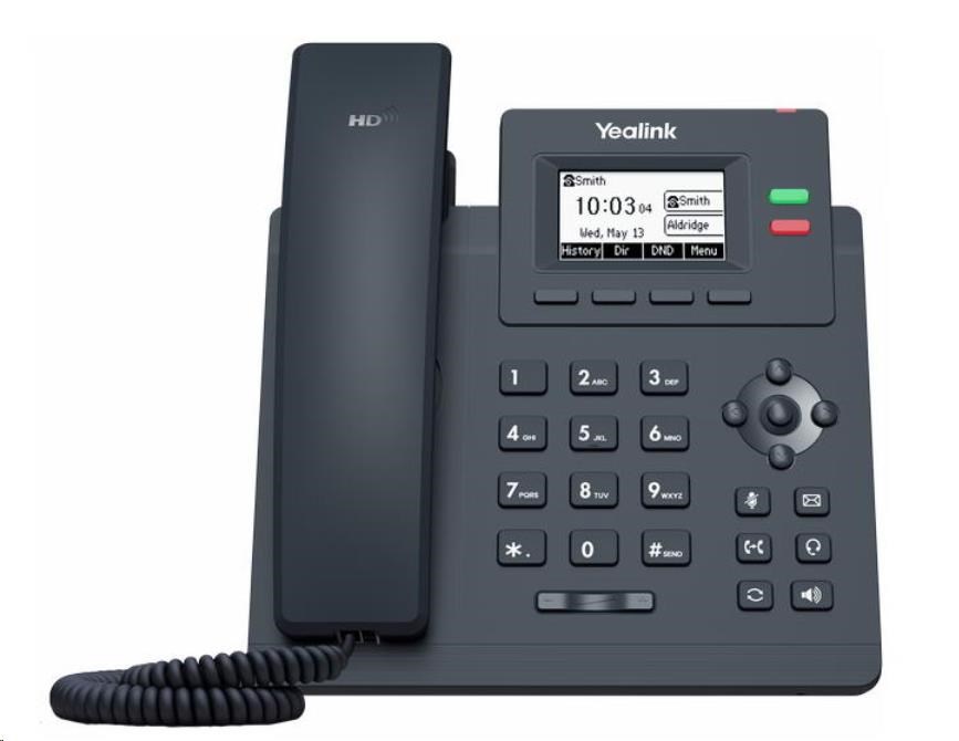 Yealink SIP-T31W WiFi telefon, s napájecím adaptérem, 2,3" 132x64 grafický, 2x RJ45 10/100, 2x SIP