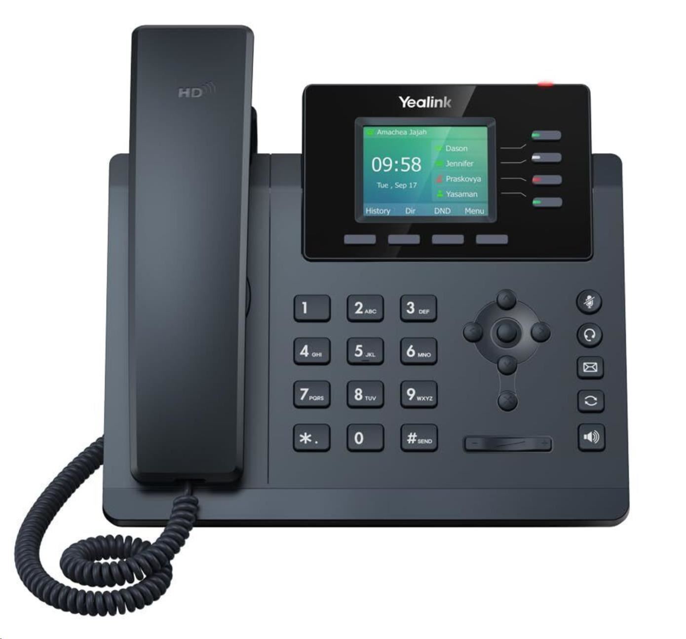 Yealink SIP-T34W WiFi telefon, s napájecím adaptérem, 2,3" 132x64 grafický, 2x RJ45 10/100,