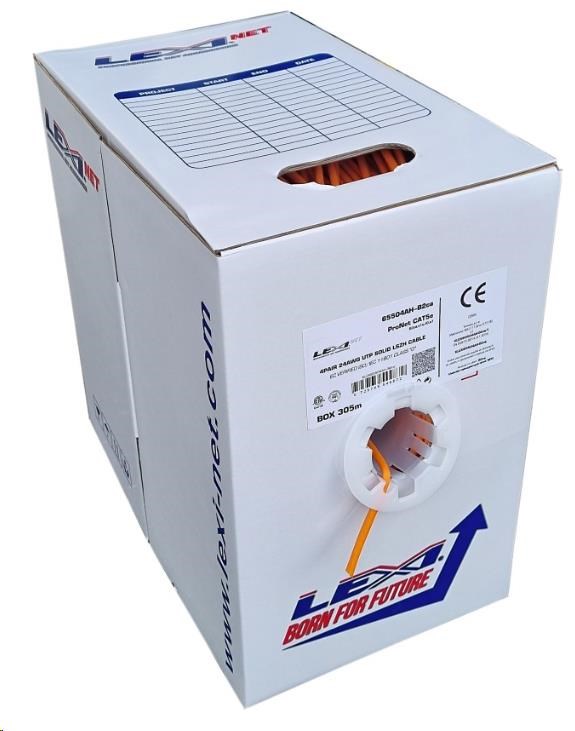 UTP kabel LEXI-Net Cat5E, drát, LS0H B2ca-s1a,d0,a1, oranžový, 305m, box