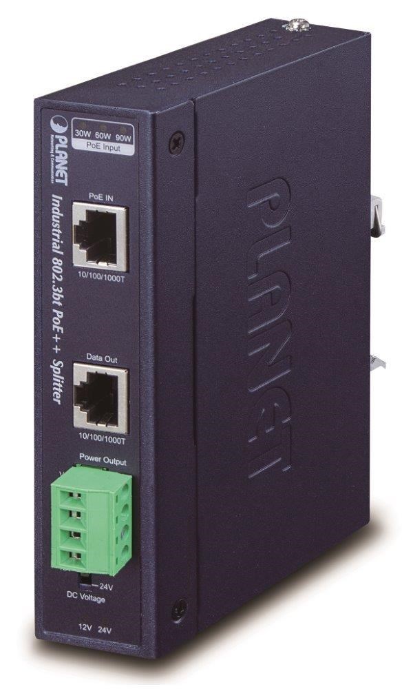 Planet IPOE-173S napájení po ethernetu IEEE802.3bt, 70W, 1xGbE, DIN, IP30, -40 až 75 C