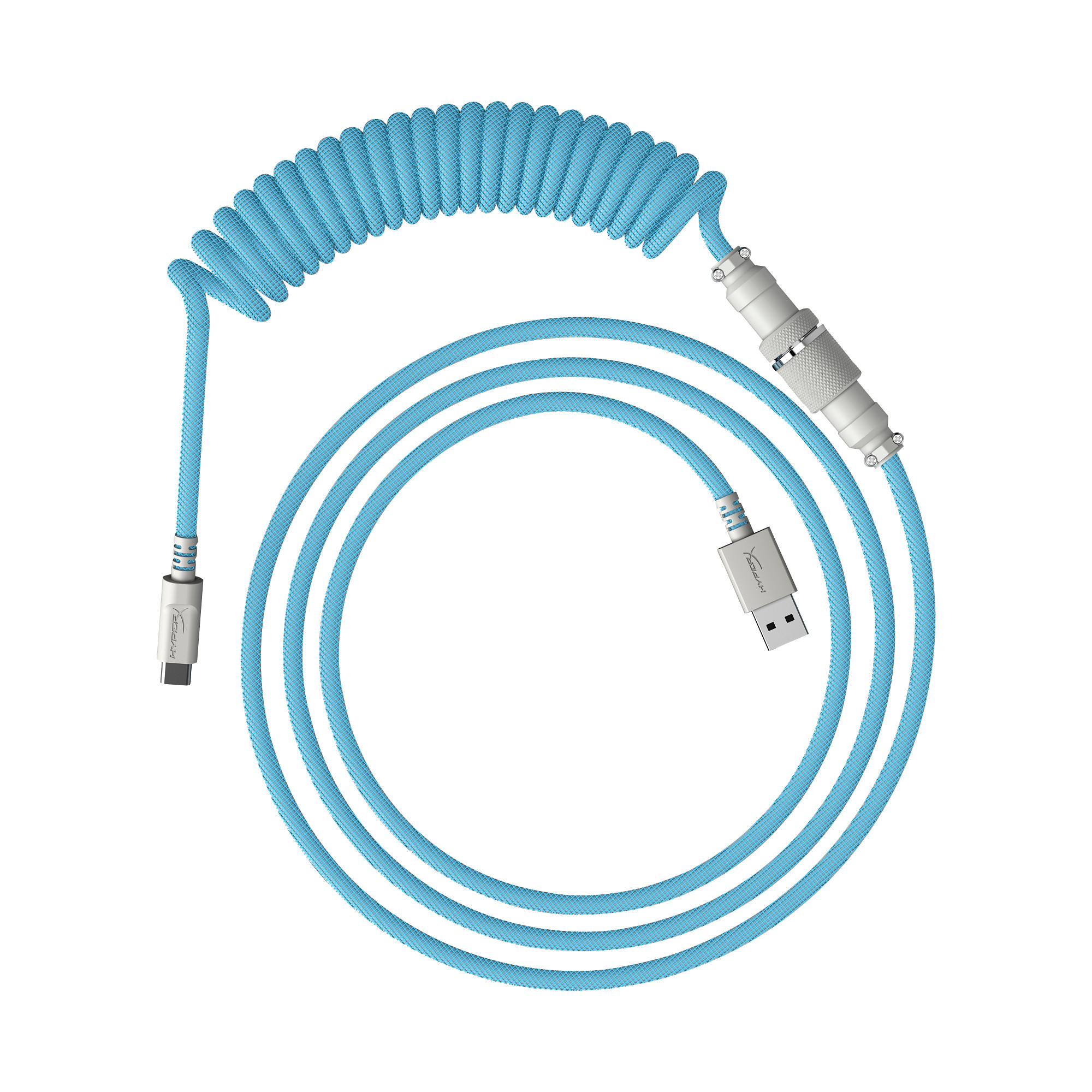 HyperX USB-C Coiled Cable Light Blue-White - Příslušenství ke klávesnici