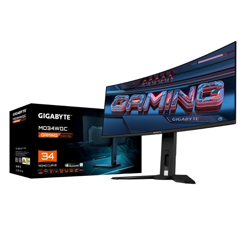 GIGABYTE LCD - 34" Gaming monitor MO34WQC, OLED, 3440 x 1440 WQHD, 175Hz, 1.5M:1, 250cd/m2;1000 cd, 0.03ms, 2xHDMI, 1xDP