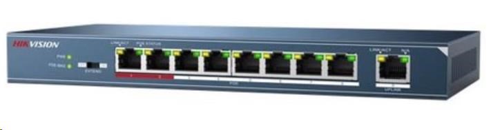 HIKVISION DS-3E0109P-E/M(B), 9x 10/100Mbit, 8x 802.3at PoE typ A 30W
