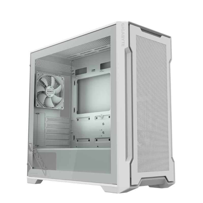 GIGABYTE case GB-C102GI, Mid Tower, 2x USB3.0, Průhledná bočnice, 2x 120mm Fan, bílá