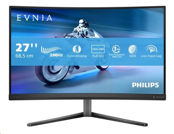 Philips MT 27" 27M2C5200W/00 - 1920x1080,VA,280Hz,HDR10,2xHDMI,1xDP,Zakřivený,Pivot