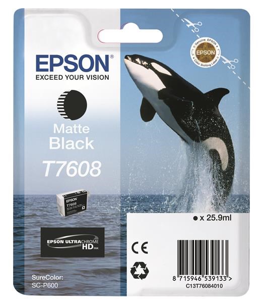 EPSON ink čer ULTRACHROME HD "Kosatka" - Matte Black - T7608 (25,9 ml)