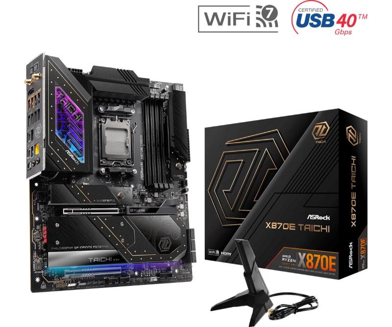 ASRock MB Sc AM5 X870E TAICHI, AMD X870, 4xDDR5, 1xHDMI, 2xUSB4, WI-FI