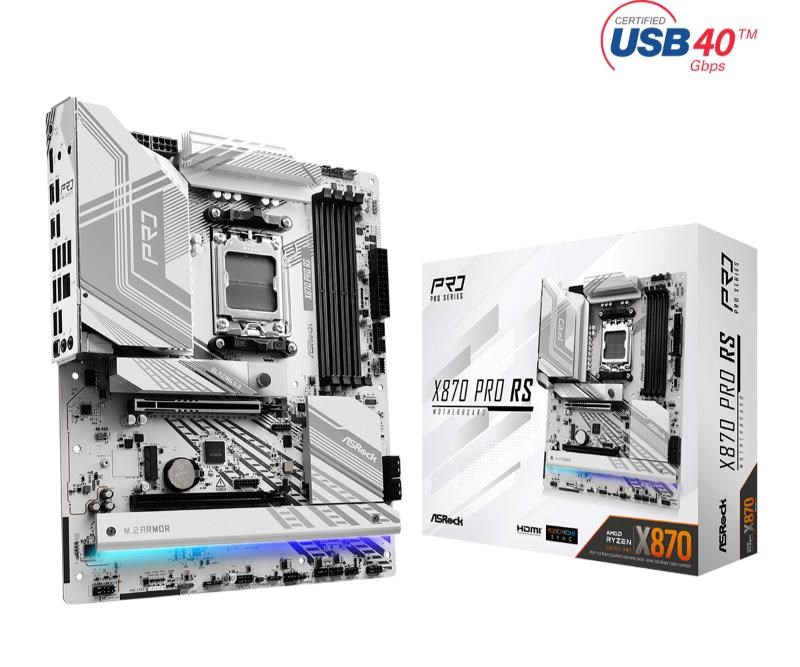 ASRock MB Sc AM5 X870 PRO RS, AMD X870, 4xDDR5, 1xHDMI, 2xUSB4