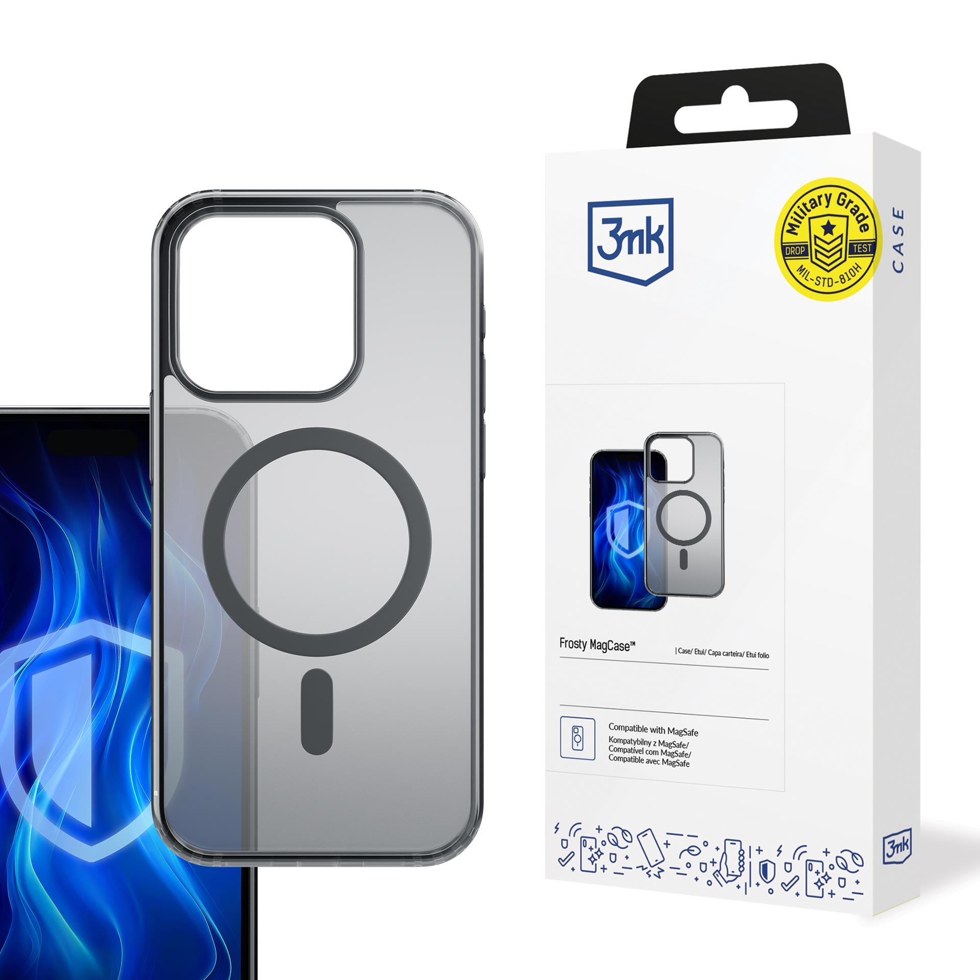 3mk ochranný kryt Frosty MagCase Black pro Apple iPhone 15 Pro