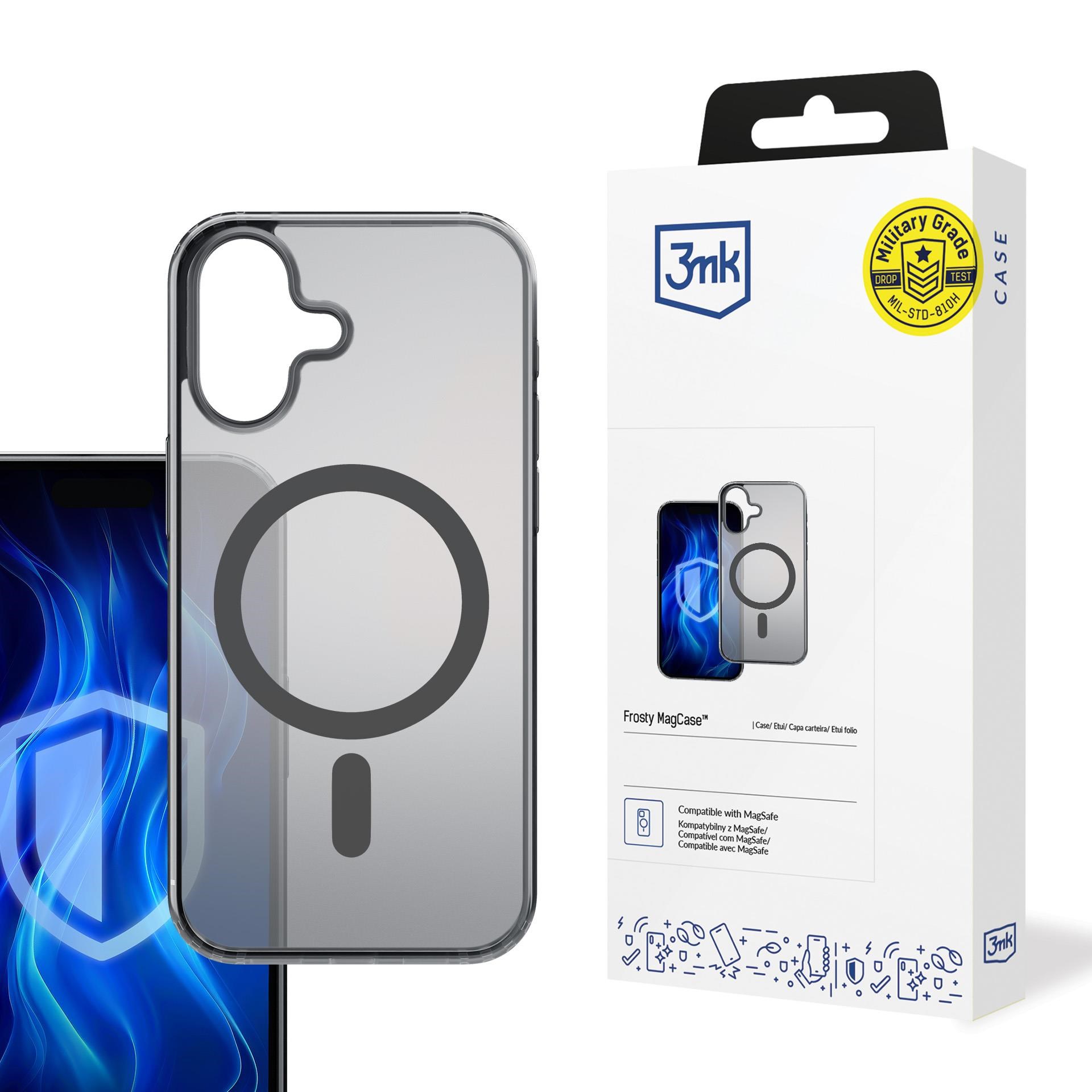 3mk ochranný kryt Frosty MagCase Black pro Apple iPhone 16 Plus