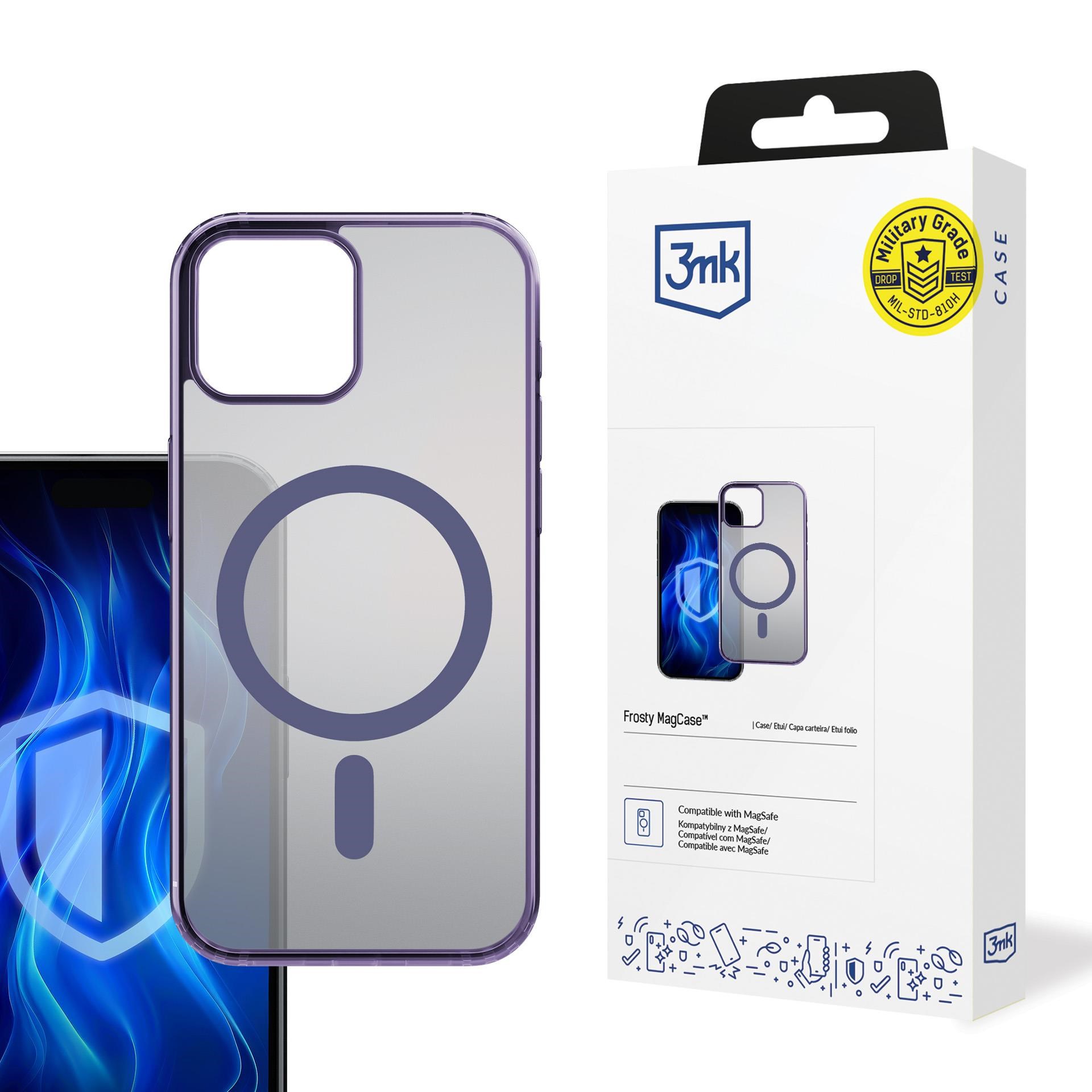 3mk ochranný kryt Frosty MagCase Purple pro Apple iPhone 13