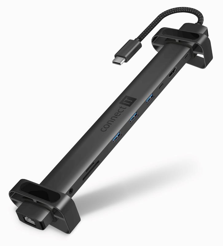 CONNECT IT Dokovací stanice USB-C 10v1, 1xHDMI, 2xUSB-C, 3xUSB, 1xRJ45, černá
