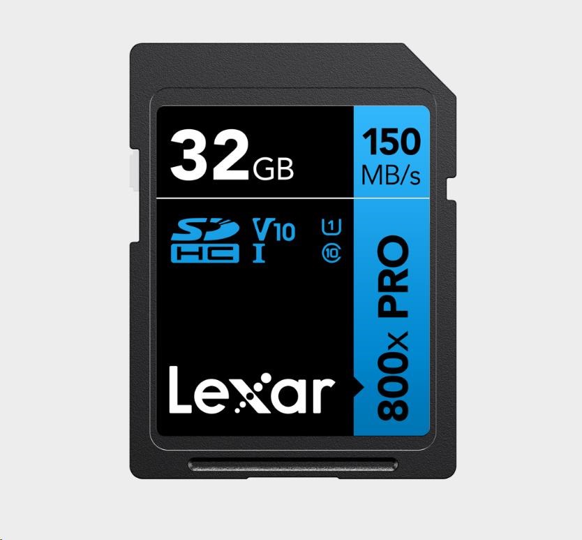 Lexar SDHC 800x Pro UHS-I cards, C10 (V10) U1, R150, 32GB
