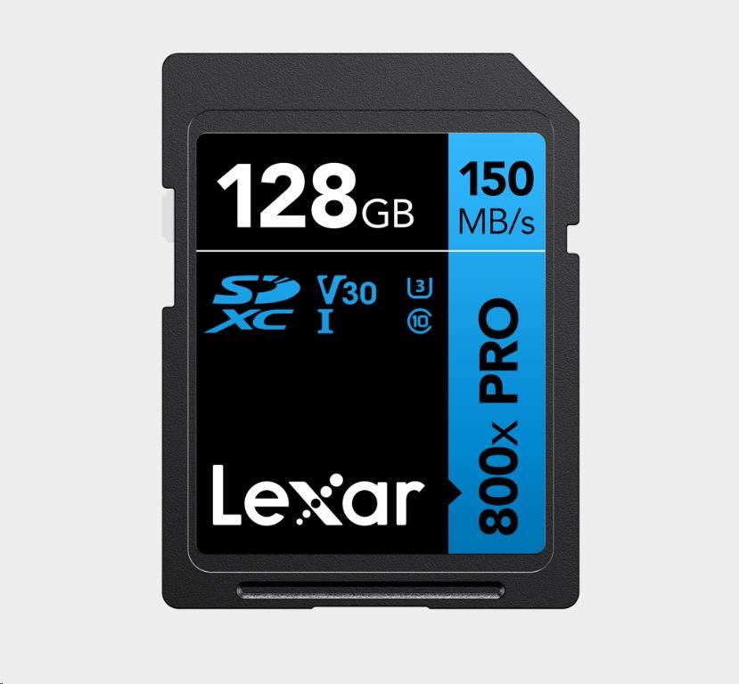 Lexar SDXC 800x Pro UHS-I cards, C10 (V30) U3, R150/W45, 256GB