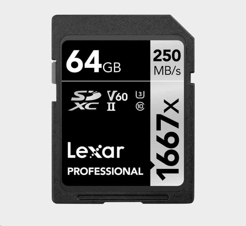 Lexar SDXC Pro 1667X UHS-II U3 R250/W120 (V60) 64GB
