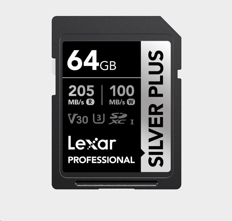 Lexar SDXC Professional SILVER Plus 1066x UHS-I/U3/A2/4K R205/W100 (V30) 64GB