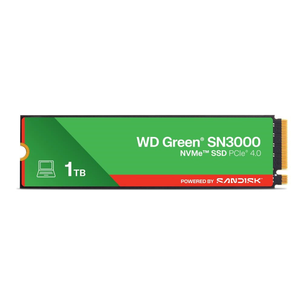 WD GREEN SSD 1TB SN3000 Powered by SanDisk, PCIe Gen4x4, M.2 2280, (R:5000/W:4200 MB/s)