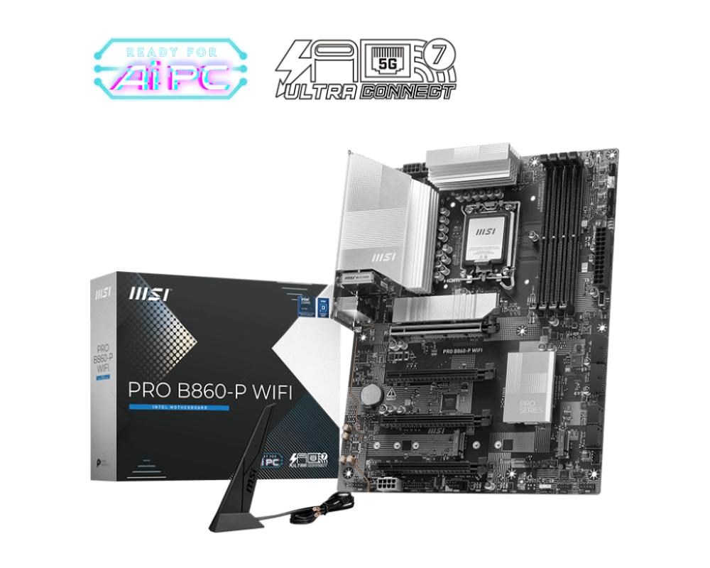 MSI MB Sc LGA1851 PRO B860-P WIFI, Intel B860, 4xDDR, WiFi, 1xThunderbolt, 1xHDMI, 1xDP, ATX