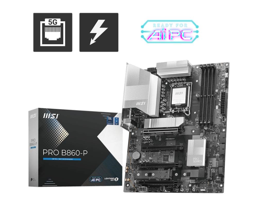 MSI MB Sc LGA1851 PRO B860-P, Intel B860, 4xDDR5, 1xThunderbolt,1xDP, 1xHDMI, ATX