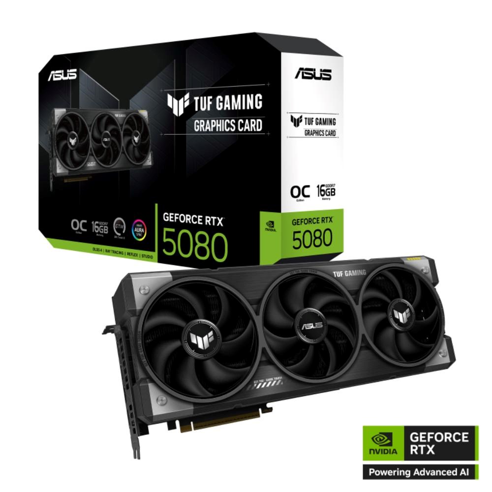 ASUS VGA NVIDIA GeForce RTX 5080 TUF GAMING 16GB OC, 16GB GDDR7, 3xDP, 2xHDMI