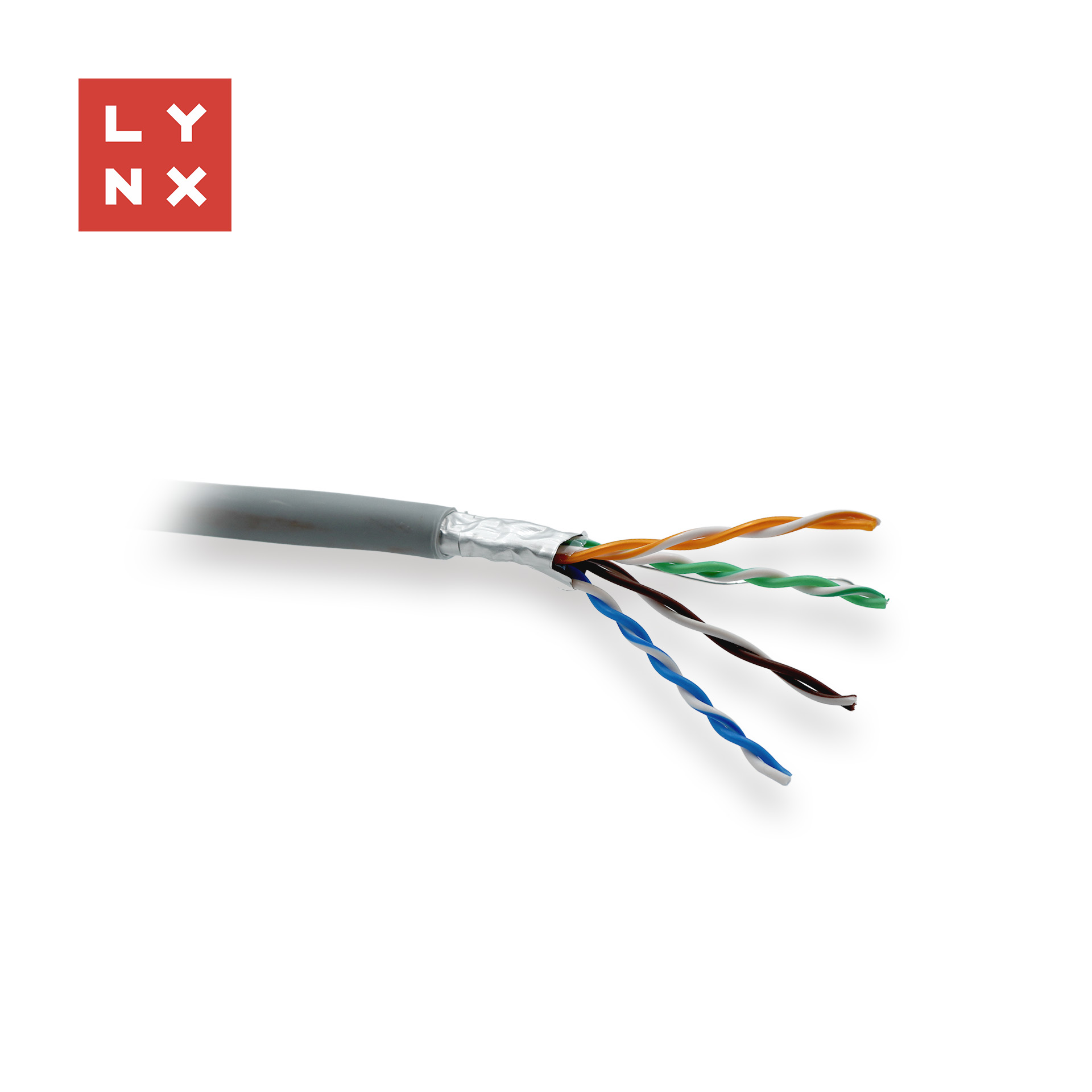 LYNX FTP kabel, Cat5e, LSZH, 0,5mm, celoměděný, vnitřní, šedý, box 305m