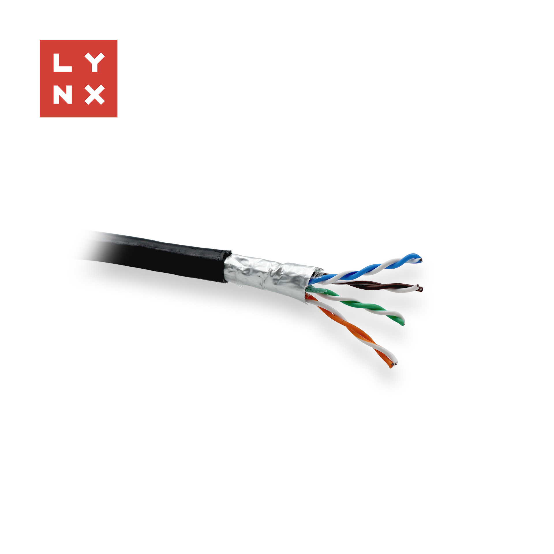 LYNX FTP kabel, Cat5e, PE (Fca), 0,5mm, celoměděný, venkovní, černý, box 305m
