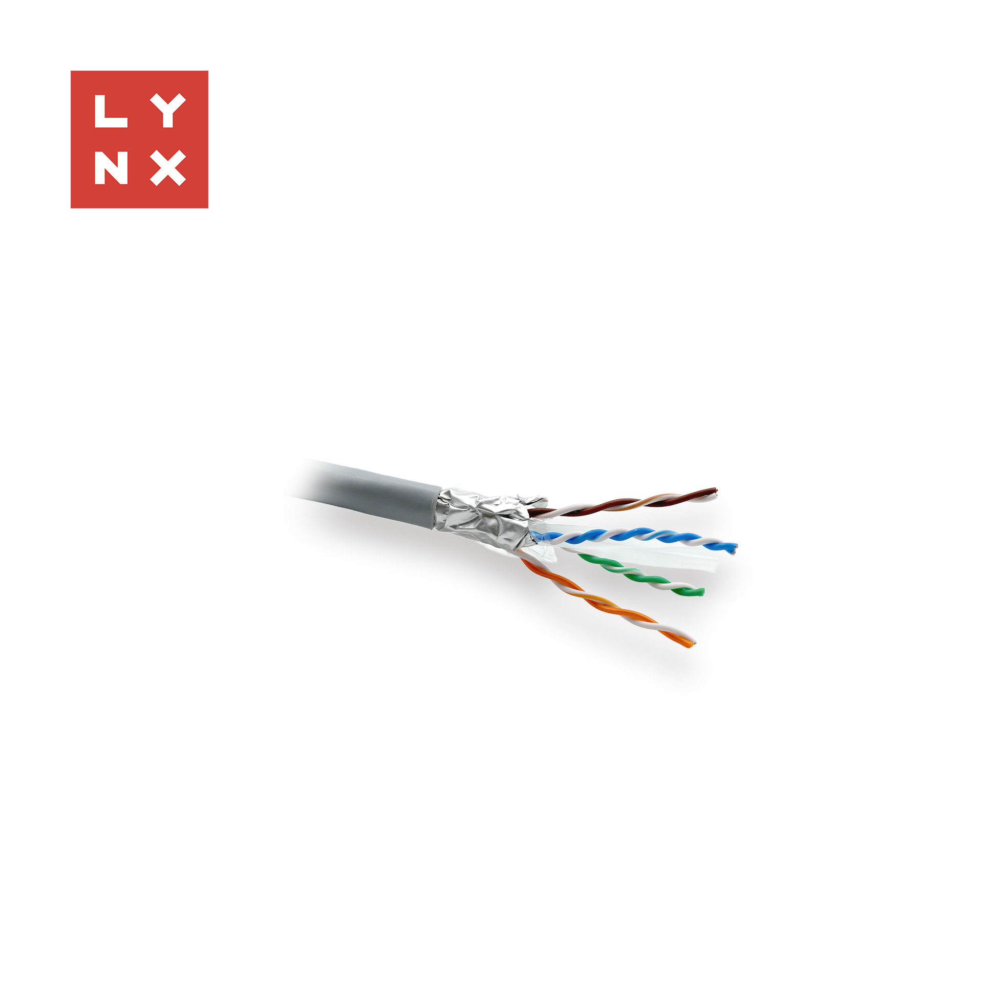 LYNX FTP kabel, Cat6, PVC (Eca), celoměděný, vnitřní, šedý, cívka 305m