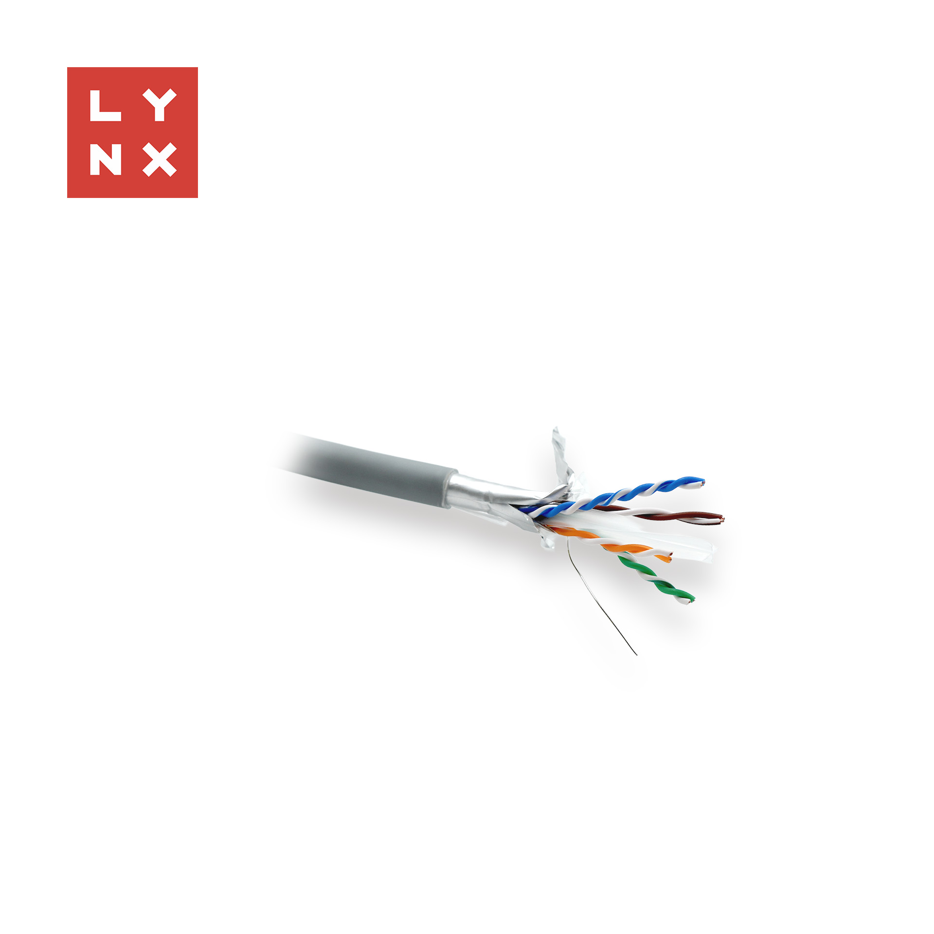 LYNX FTP kabel, Cat6, LSZH, celoměděný, vnitřní, šedý, cívka 305m