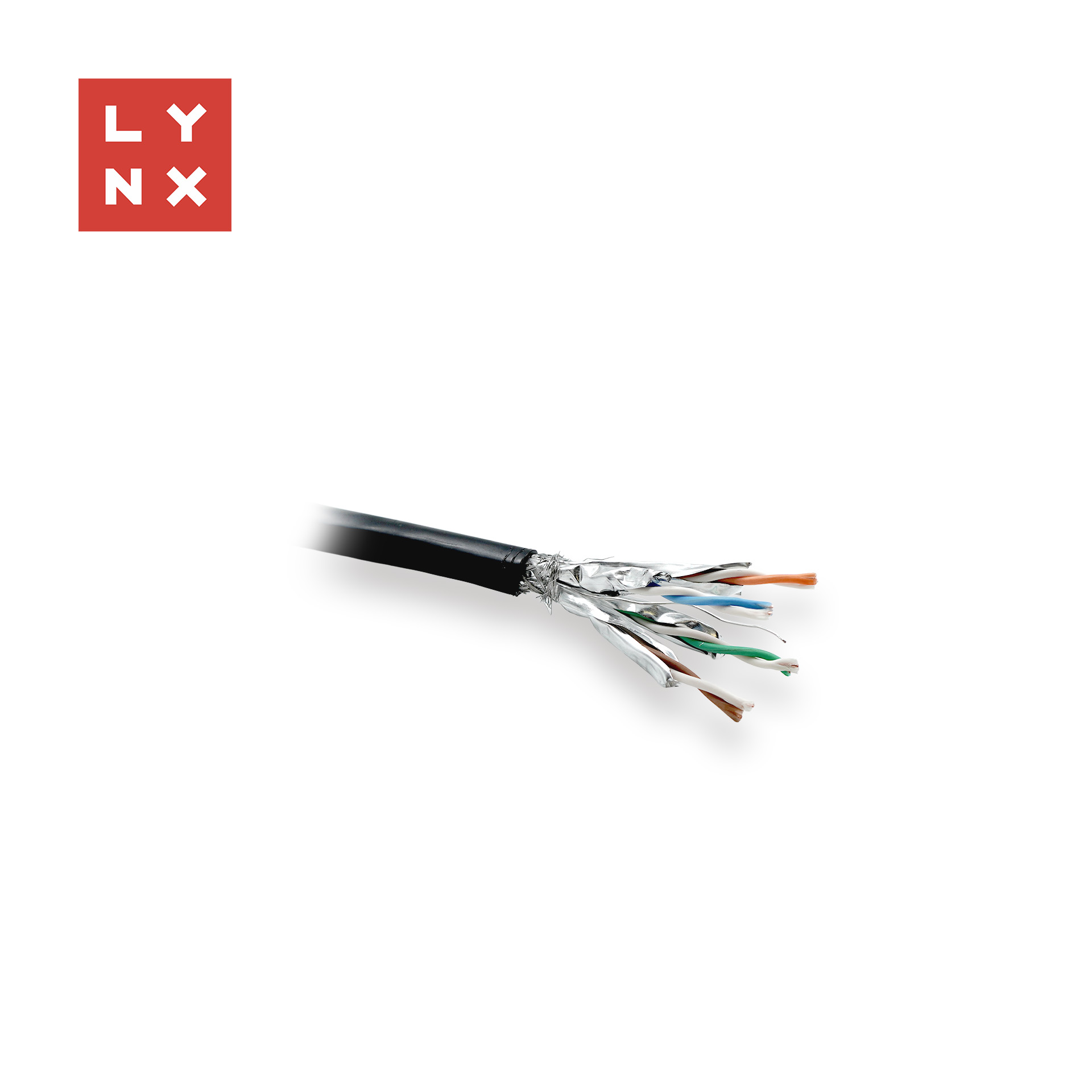 LYNX SFTP kabel, Cat6a, PE, celoměděný, venkovní, černý,  cívka 500m