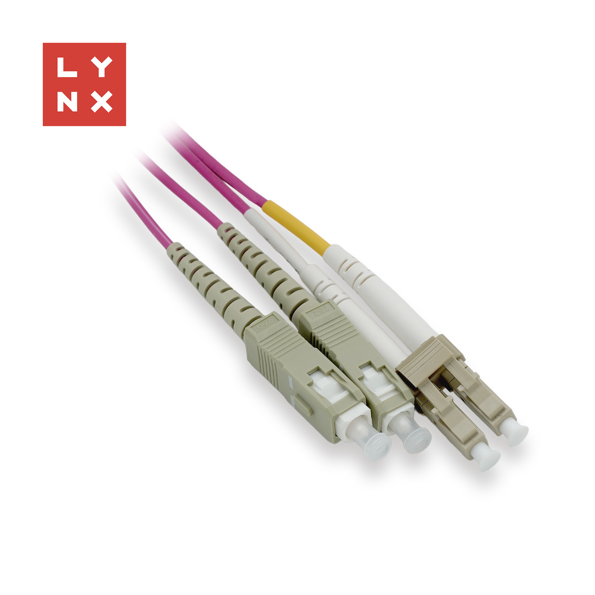 LYNX duplexní patch kabel MM, OM4, LC/SC, 50/125µm, 0,5m