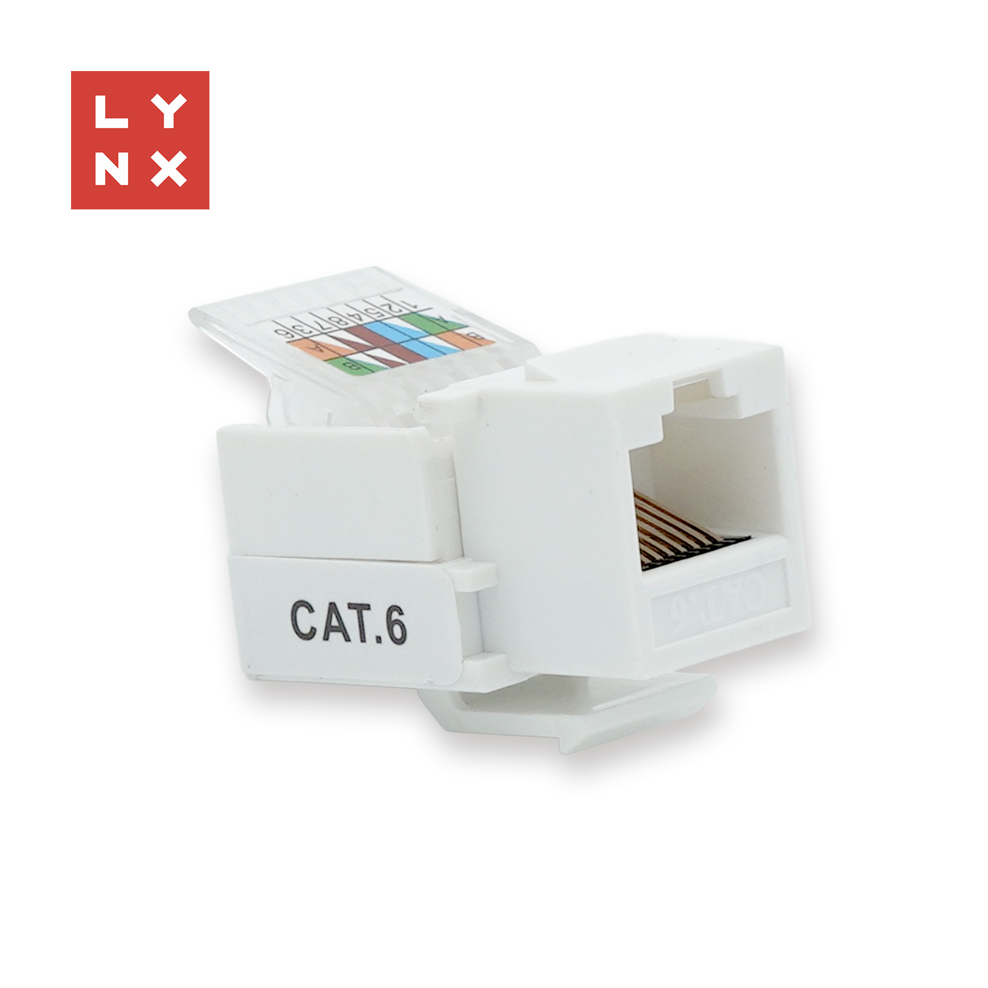 LYNX keystone UTP Cat6, samozařezávací, 90stp., bílý